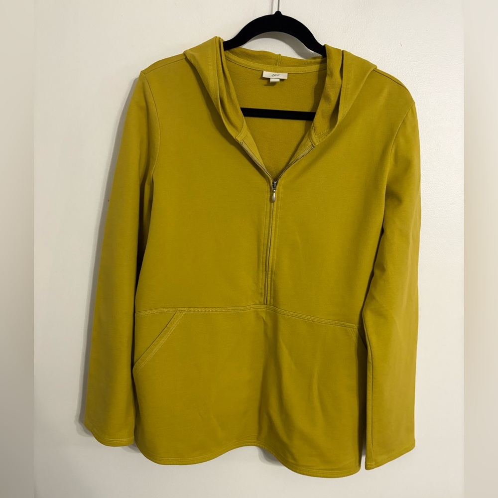J. Jill Golden Yellow 1/2 Zip Cotton Hoodie Top Size Large